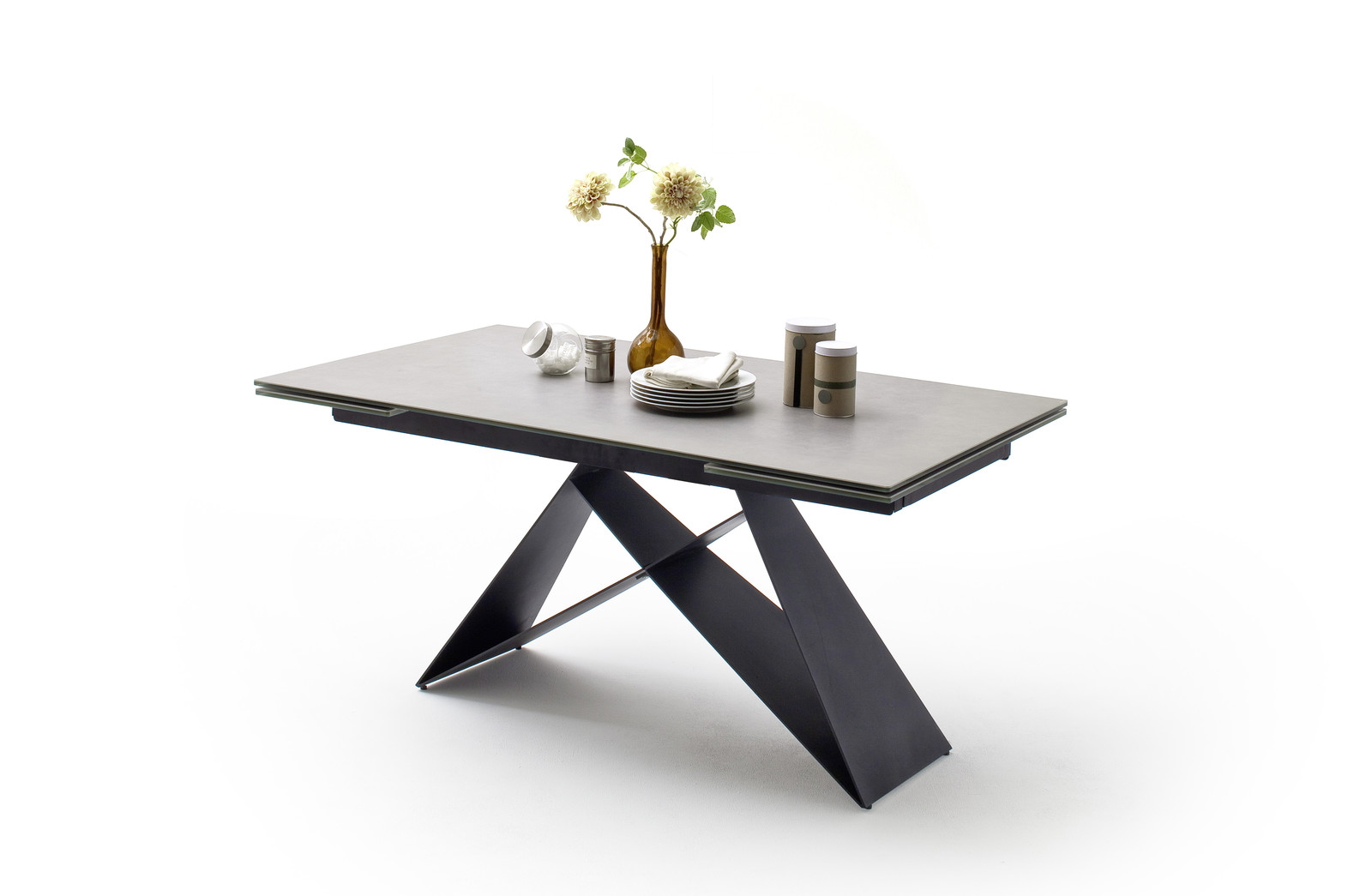 Kobe Ανοιγομενη Τραπεζαρια Γκρι Κεραμικη