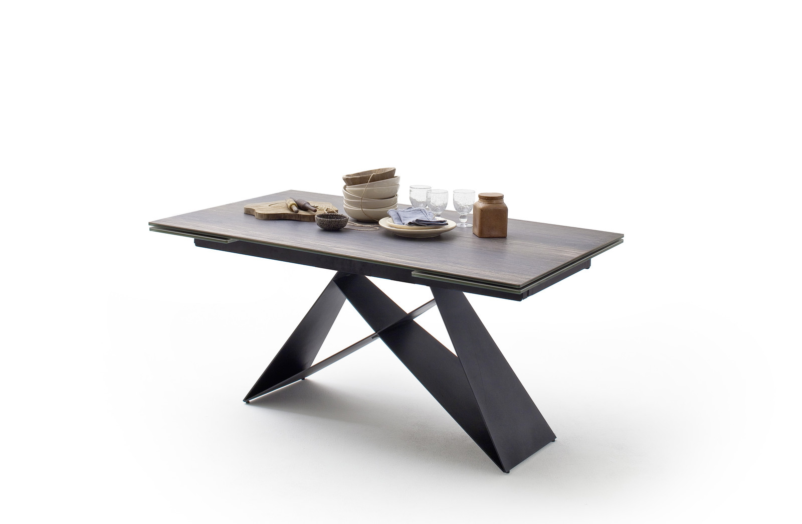 Kobe Ανοιγομενη Τραπεζαρια Σκουρο Καφε Κεραμικη