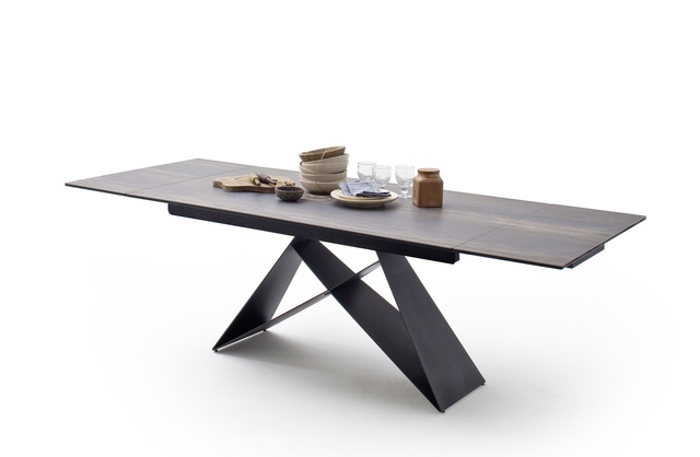 Kobe Ανοιγομενη Τραπεζαρια Σκουρο Καφε Κεραμικη