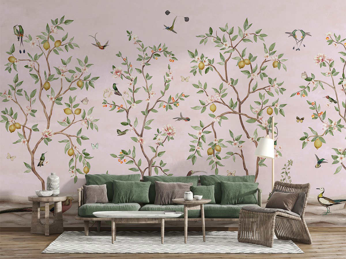 Lemon Tree Ταπετσαρια Τοιχου Ροζ