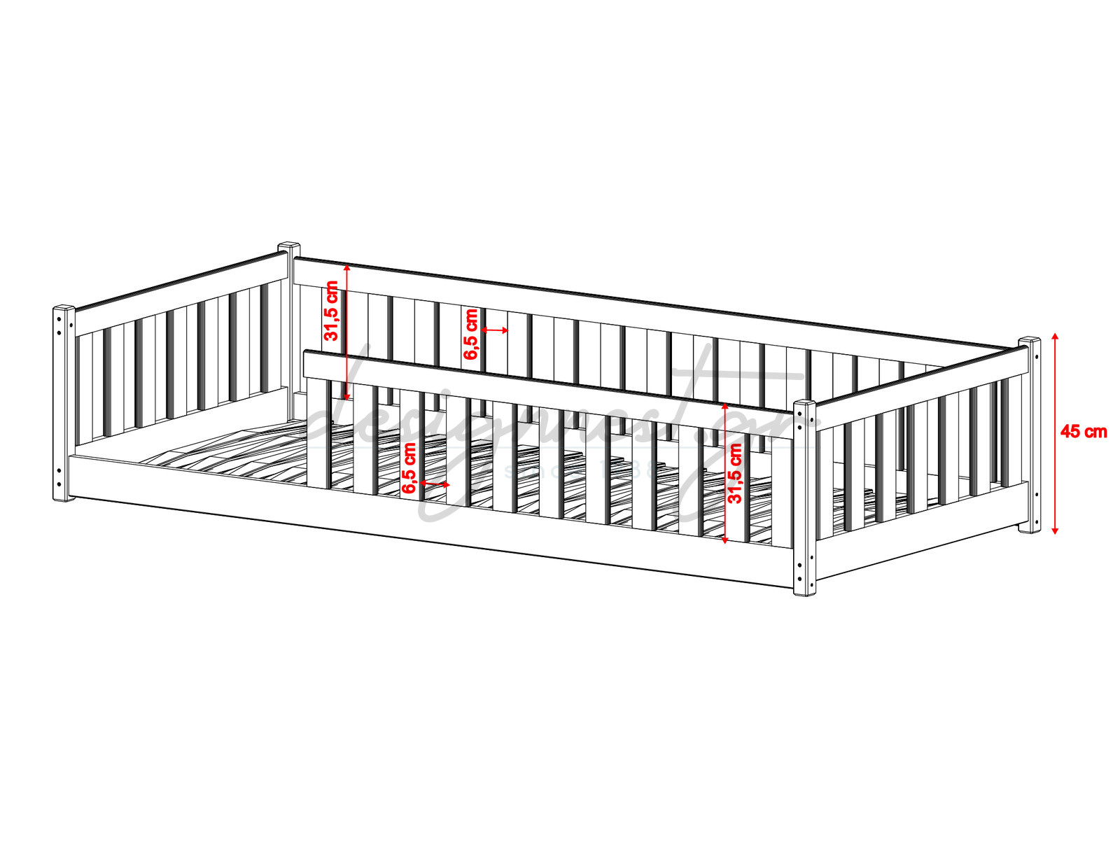 Otis Ημίδιπλο Κρεβατι Montessori 120x200cm Διαφορα Χρωματα