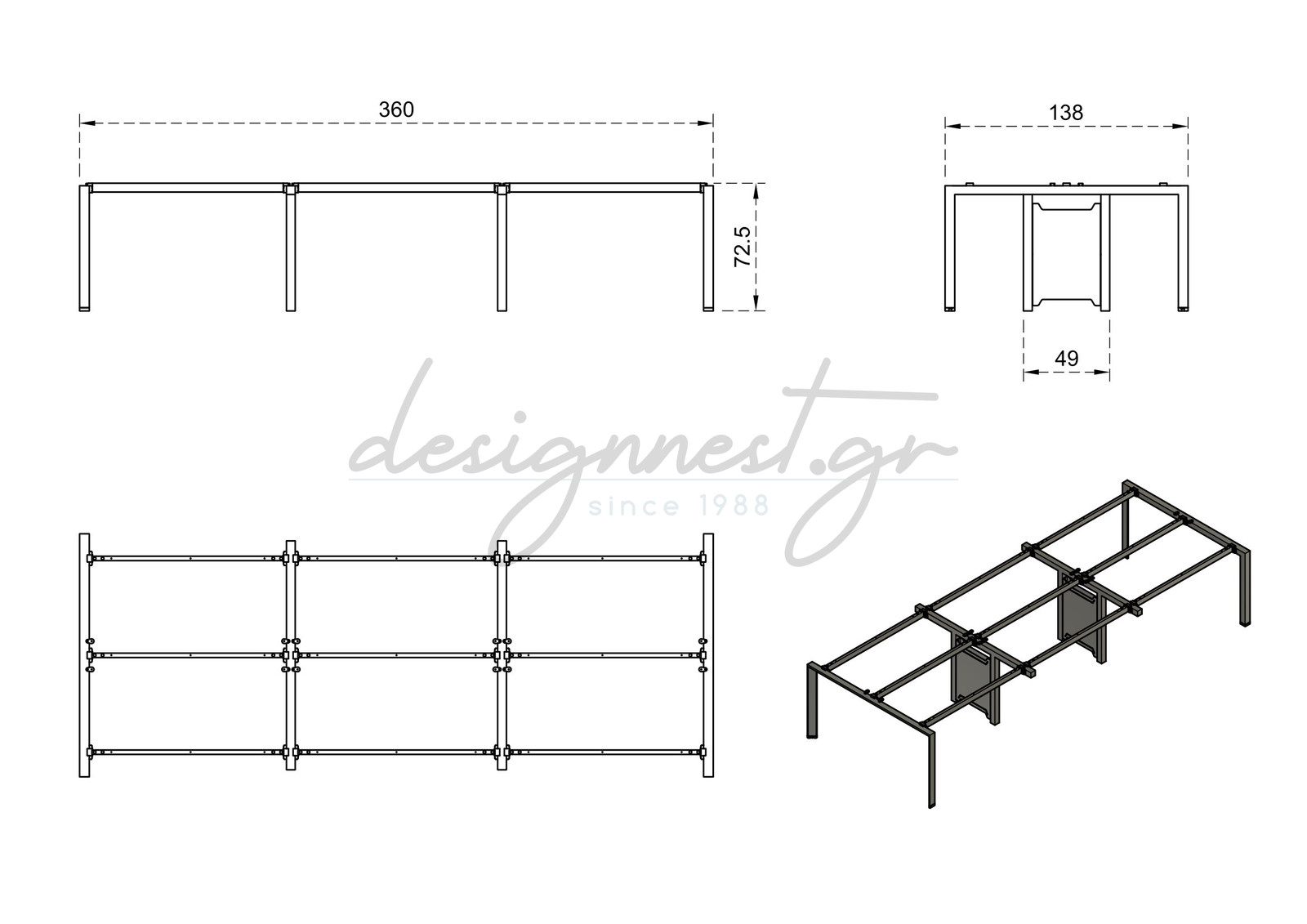 Γραφειο Workstation Pason Διαφορα Χρώματα & Διαστασεις