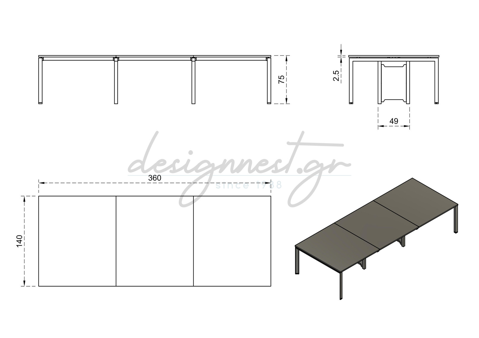 Γραφειο Workstation Pason Διαφορα Χρώματα & Διαστασεις