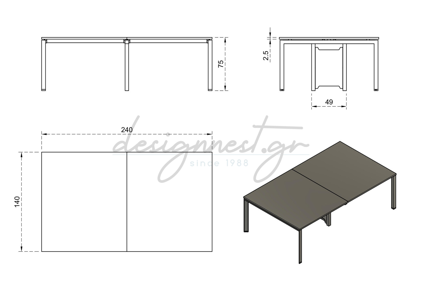 Γραφειο Workstation Pason Διαφορα Χρώματα & Διαστασεις