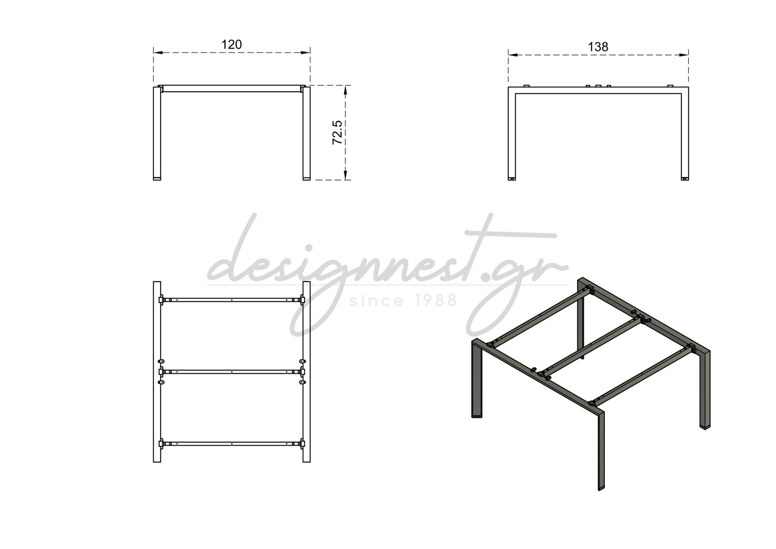 Γραφειο Workstation Pason Διαφορα Χρώματα & Διαστασεις