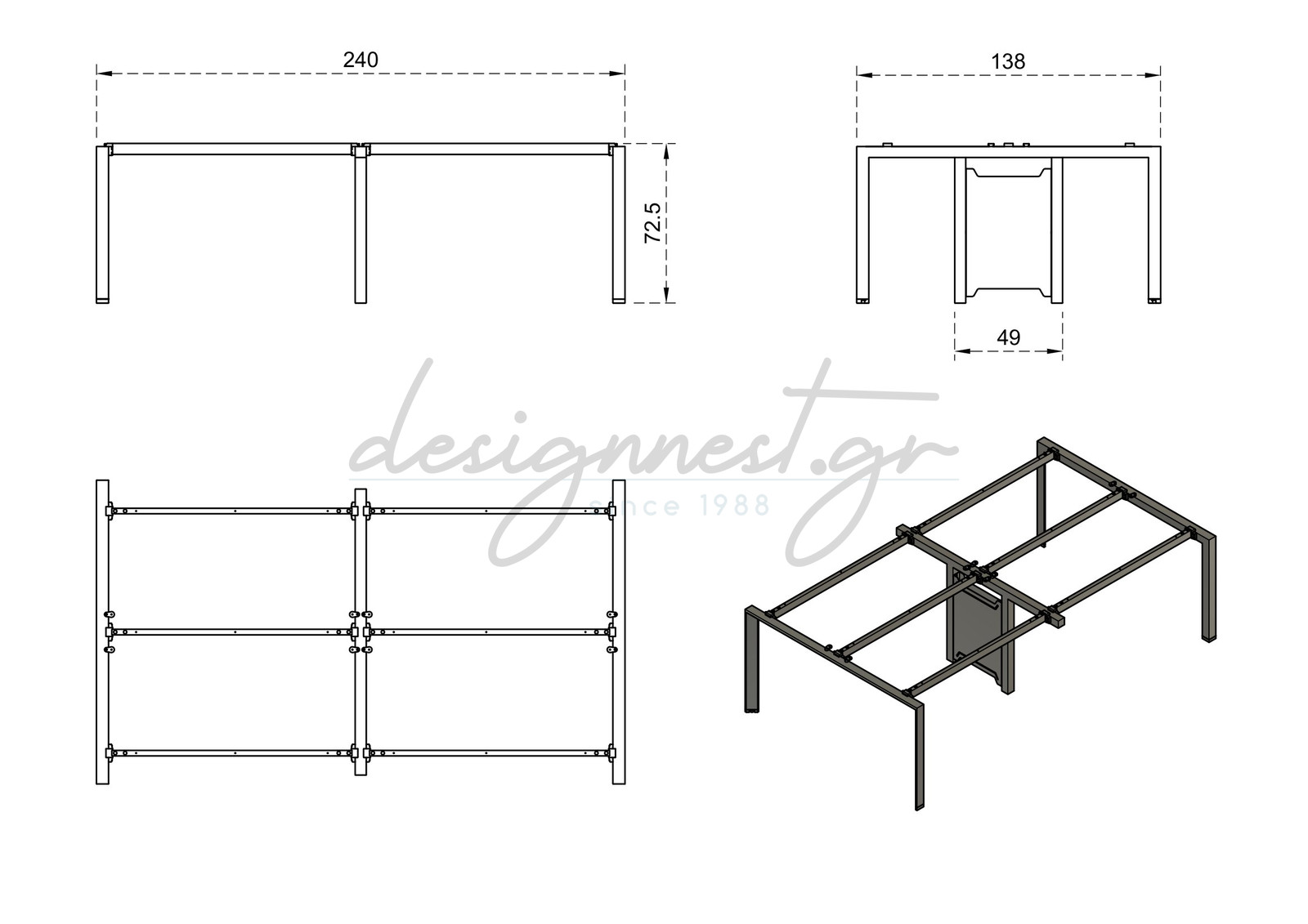 Γραφειο Workstation Pason Διαφορα Χρώματα & Διαστασεις