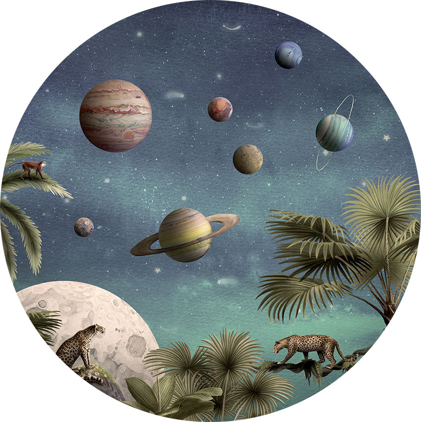 Pretty Planets Ταπετσαρια Τοιχου Σκουρο Μπλε Στρογγυλη Διαφορα Μεγεθη 