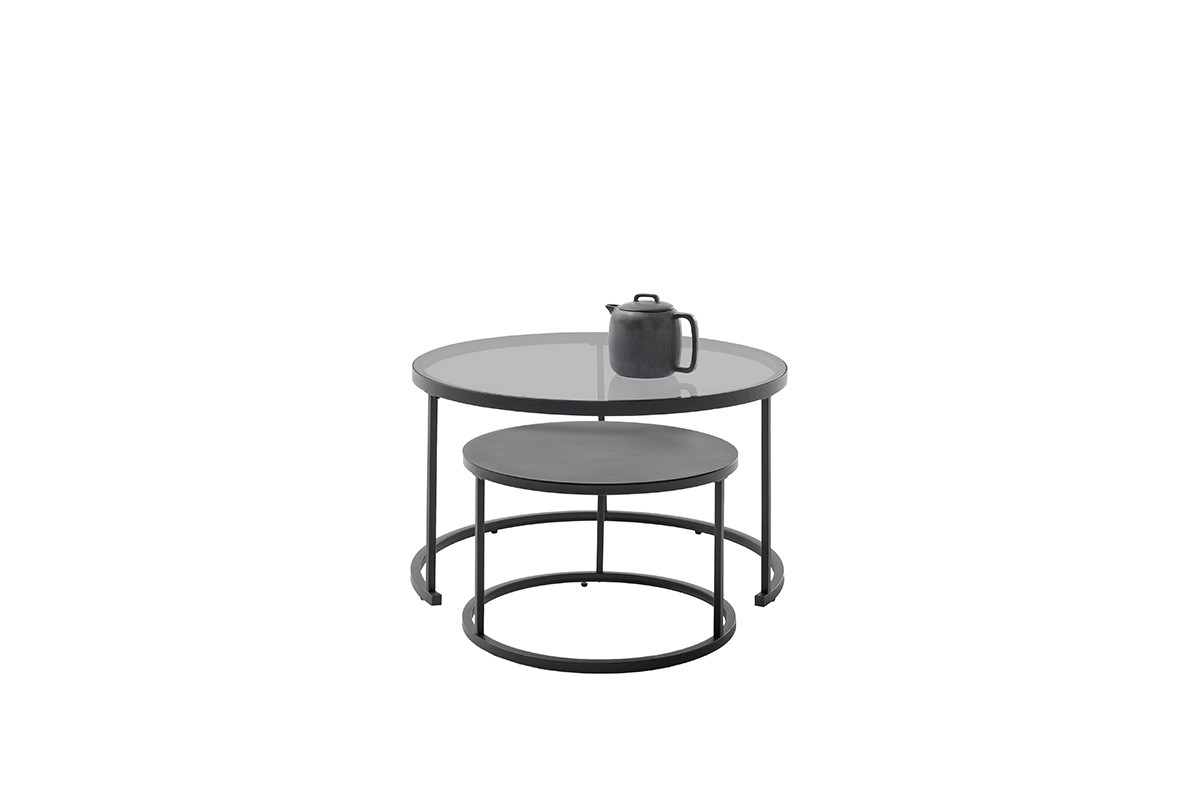 Solvik Σετ Τραπεζακια Σαλονιου Μαυρο / Γκρι