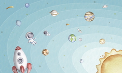 Space Joy Ταπετσαρια Τοιχου Γαλαζιο