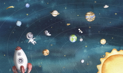 Space Joy Ταπετσαρια Τοιχου Σκουρο Μπλε