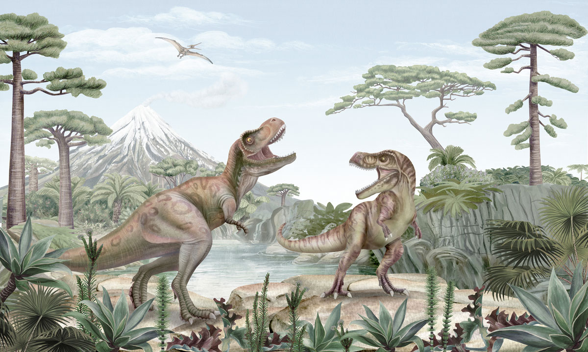 Terrific T-Rex Ταπετσαρια Τοιχου Πρασινο