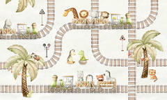 Train Travels Ταπετσαρια Τοιχου Μπεζ